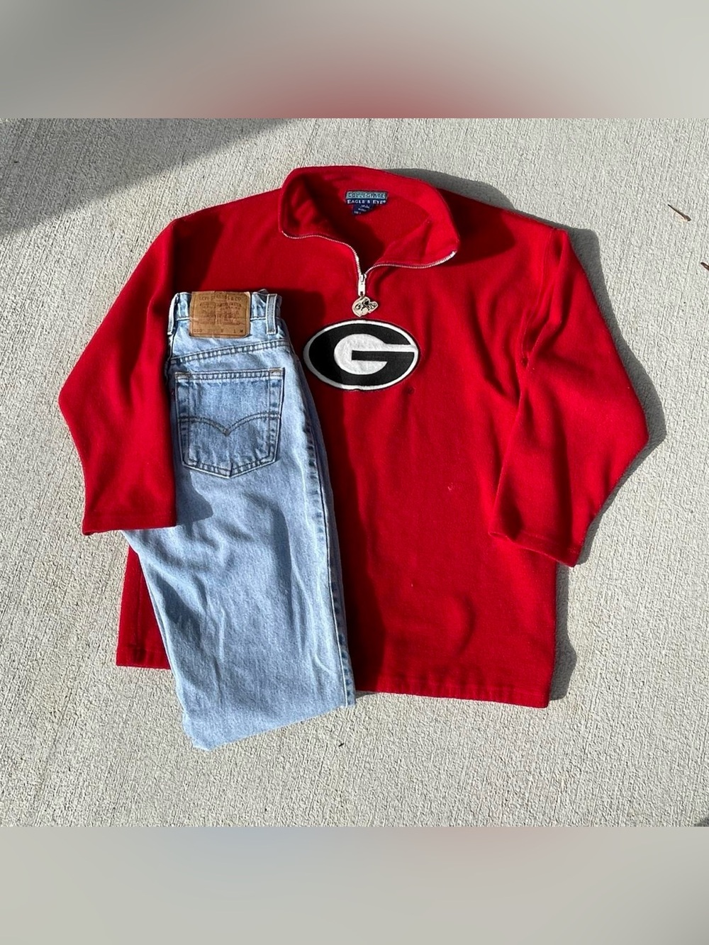 Vintage Georgia Bulldogs Red Pullover Fleece with G Logo